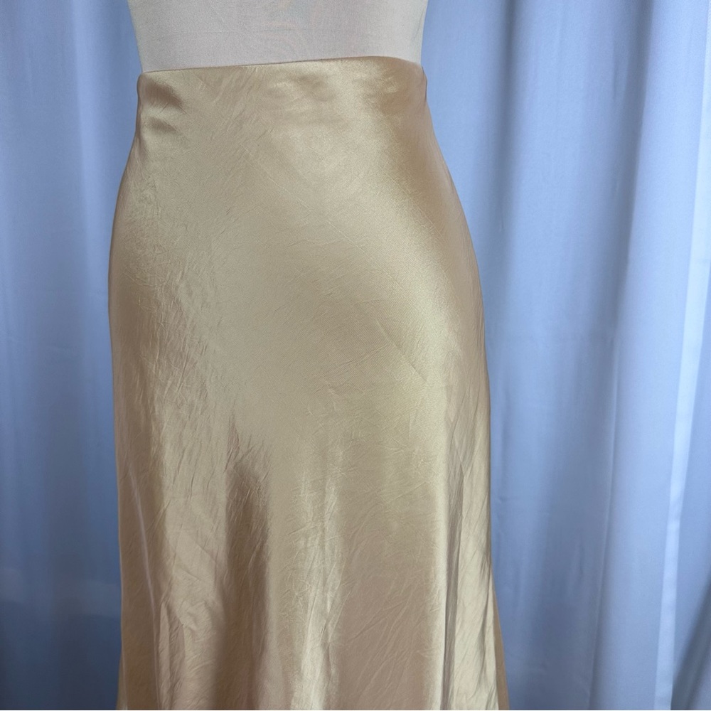 Vintage Formal Skirt Sz 6 Gold Taffeta Long Maxi Train Back Evening Special Occ. - Picture 2 of 12